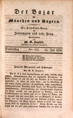 Der Bazar für München und Bayern Donnerstag 22. Juli 1830