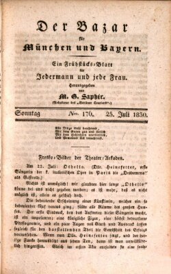 Der Bazar für München und Bayern Sonntag 25. Juli 1830