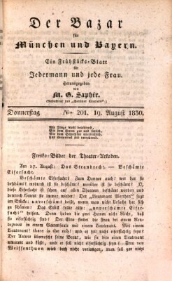 Der Bazar für München und Bayern Donnerstag 19. August 1830