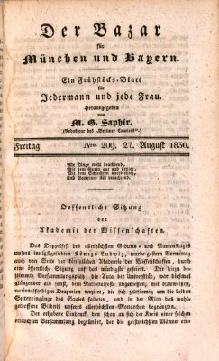 Der Bazar für München und Bayern Freitag 27. August 1830