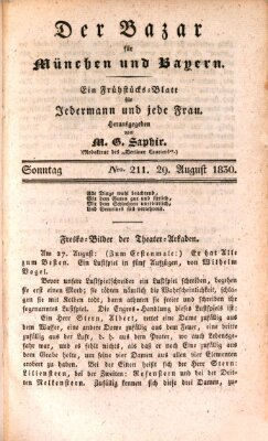 Der Bazar für München und Bayern Sonntag 29. August 1830