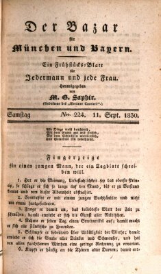 Der Bazar für München und Bayern Samstag 11. September 1830