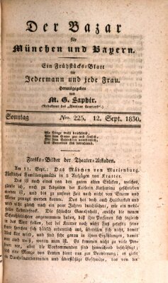 Der Bazar für München und Bayern Sonntag 12. September 1830