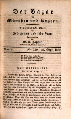 Der Bazar für München und Bayern Montag 27. September 1830