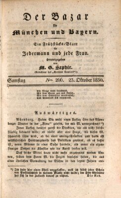 Der Bazar für München und Bayern Samstag 23. Oktober 1830