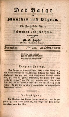 Der Bazar für München und Bayern Donnerstag 28. Oktober 1830