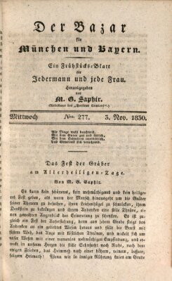 Der Bazar für München und Bayern Mittwoch 3. November 1830