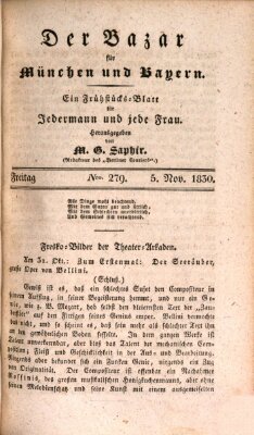 Der Bazar für München und Bayern Freitag 5. November 1830