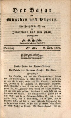 Der Bazar für München und Bayern Samstag 6. November 1830