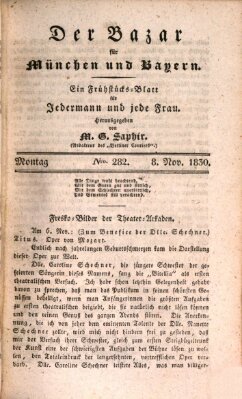 Der Bazar für München und Bayern Montag 8. November 1830