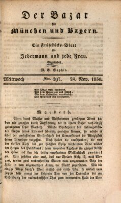 Der Bazar für München und Bayern Mittwoch 24. November 1830