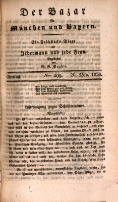 Der Bazar für München und Bayern Freitag 26. November 1830