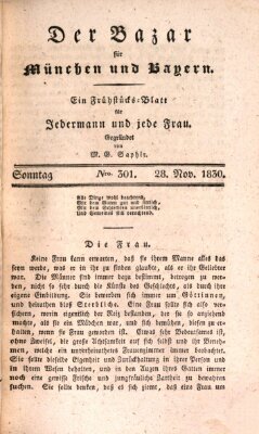 Der Bazar für München und Bayern Sonntag 28. November 1830