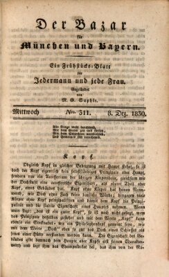 Der Bazar für München und Bayern Mittwoch 8. Dezember 1830