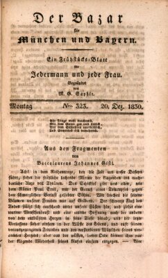 Der Bazar für München und Bayern Montag 20. Dezember 1830