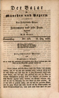 Der Bazar für München und Bayern Donnerstag 23. Dezember 1830