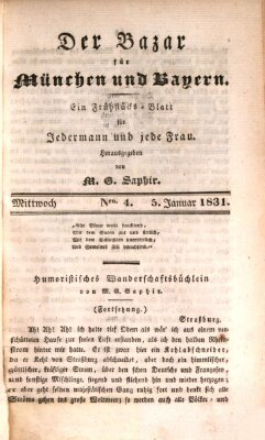 Der Bazar für München und Bayern Mittwoch 5. Januar 1831