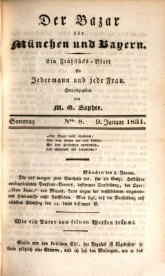 Der Bazar für München und Bayern Sonntag 9. Januar 1831