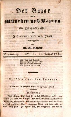 Der Bazar für München und Bayern Donnerstag 13. Januar 1831