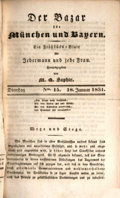 Der Bazar für München und Bayern Dienstag 18. Januar 1831