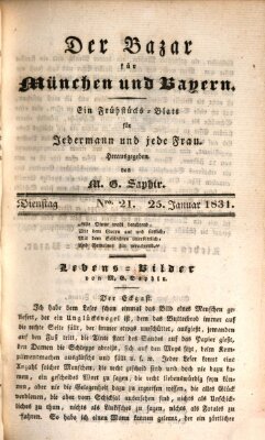 Der Bazar für München und Bayern Dienstag 25. Januar 1831