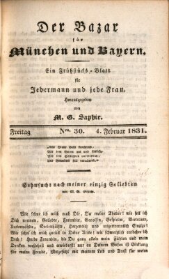 Der Bazar für München und Bayern Freitag 4. Februar 1831