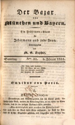 Der Bazar für München und Bayern Samstag 5. Februar 1831