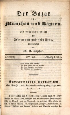 Der Bazar für München und Bayern Dienstag 1. März 1831