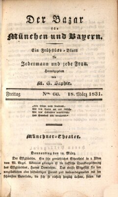 Der Bazar für München und Bayern Freitag 18. März 1831