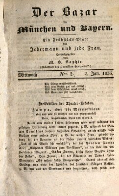 Der Bazar für München und Bayern Mittwoch 2. Januar 1833