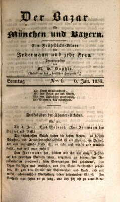 Der Bazar für München und Bayern Sonntag 6. Januar 1833