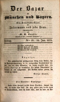 Der Bazar für München und Bayern Freitag 18. Januar 1833