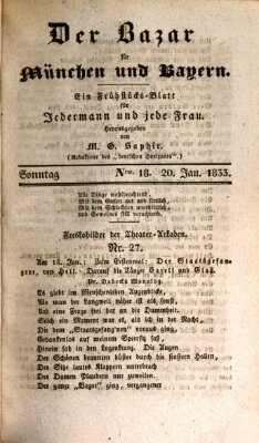 Der Bazar für München und Bayern Sonntag 20. Januar 1833