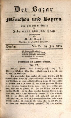 Der Bazar für München und Bayern Dienstag 29. Januar 1833