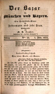 Der Bazar für München und Bayern Freitag 1. Februar 1833