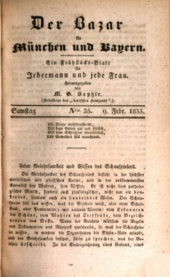 Der Bazar für München und Bayern Samstag 9. Februar 1833