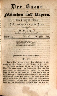 Der Bazar für München und Bayern Sonntag 10. Februar 1833