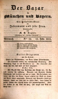 Der Bazar für München und Bayern Mittwoch 13. Februar 1833