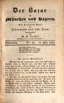 Der Bazar für München und Bayern Donnerstag 14. Februar 1833