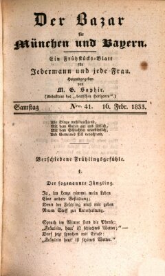 Der Bazar für München und Bayern Samstag 16. Februar 1833