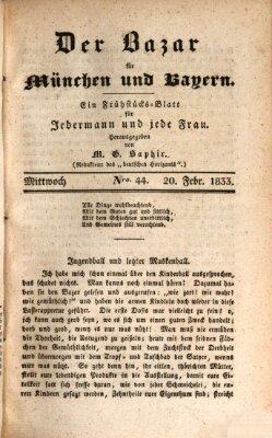 Der Bazar für München und Bayern Mittwoch 20. Februar 1833