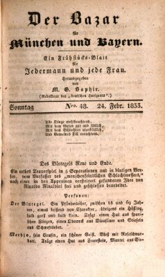 Der Bazar für München und Bayern Sonntag 24. Februar 1833