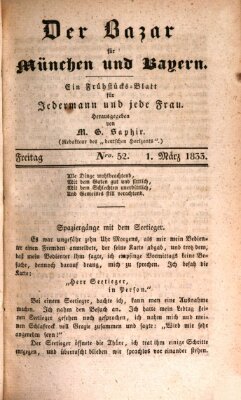 Der Bazar für München und Bayern Freitag 1. März 1833