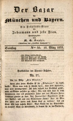 Der Bazar für München und Bayern Samstag 16. März 1833