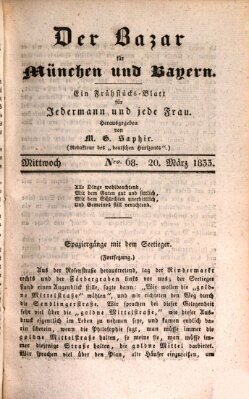 Der Bazar für München und Bayern Mittwoch 20. März 1833