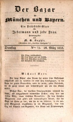 Der Bazar für München und Bayern Dienstag 26. März 1833