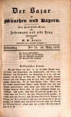 Der Bazar für München und Bayern Donnerstag 28. März 1833