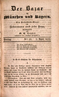 Der Bazar für München und Bayern Freitag 5. April 1833