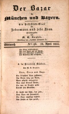 Der Bazar für München und Bayern Mittwoch 24. April 1833