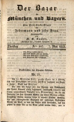 Der Bazar für München und Bayern Dienstag 7. Mai 1833